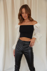 Paris Chiffon Puff Sleeve Contrast Top