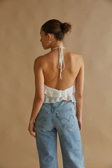 Claudia Rosette Chiffon Halter Top