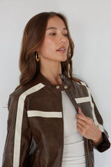 Joanne Cropped Leather Moto Jacket
