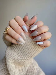 Silver White Cat-eye Nails