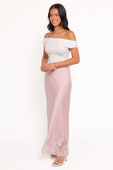 Alira Lace Trim Midi Skirt - Pale Pink