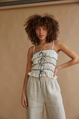 Alicia Ruffle Smocked Bow Top