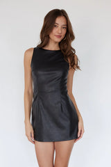 Moni Faux Leather Mini Dress Romper
