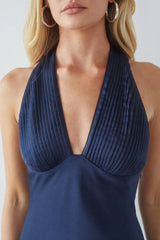 Libby Pleated Halter Mini Dress