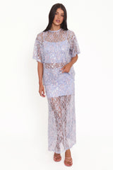Yonder Sheer Panel Lace Maxi Skirt - Purple
