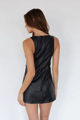 Moni Faux Leather Mini Dress Romper