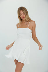 Audra Tie Back Ruffle Wrap Mini Dress