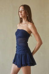 Eilish Ruched Mesh Mini Dress