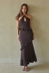 Vanita Ruffled Halter Maxi Dress