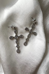 LUV AJ Bezel Stone Cross Studs
