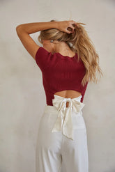 Scarlett Satin Tie Back Knit Top