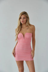 Kamryn Strapless Notch Neck Bodycon Mini Dress