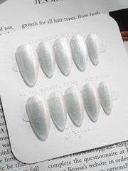 Silver White Cat-eye Nails