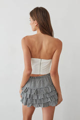 Pearl Ruffle Gingham Skort