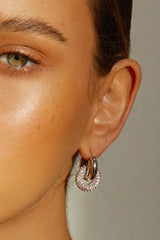 LUV AJ Pave Interlock Hoops