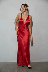 Illianna Open Back Satin Maxi Dress