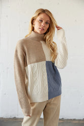 Tyler Colorblock Turtleneck Sweater