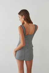 Olive Button Up Gingham Top