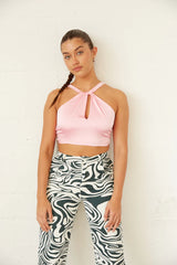Encinitas Satin Crop Top in Pink