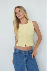 Lark Ribbed Button Up Tank Top