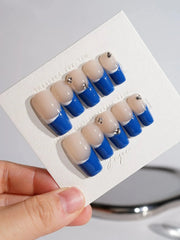 Duo Blue French Tip Nails