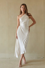 Zora One Shoulder Pleated Midi Dress