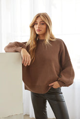 Phoebe Balloon Sleeve Sweater in Brown