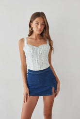 Beverly Lace Trim Floral Bustier Corset Top