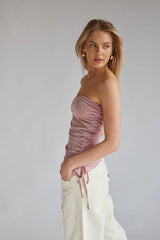 Valentina Strapless Glitter Asymmetrical Cinch Top