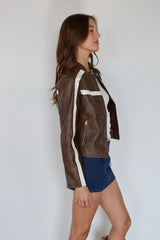 Joanne Cropped Leather Moto Jacket