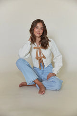 Florence Cable Knit Bow Cardigan
