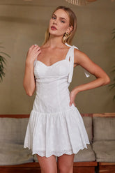 Annelise Eyelet Bow Straps Mini Dress
