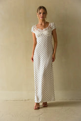 Brandie Lace Trim Polka Dot Maxi Dress