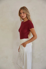 Scarlett Satin Tie Back Knit Top