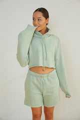 Girlfriend Crop Hoodie In Sage