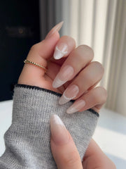 Nude French Tip Nails - Dew Sparkle