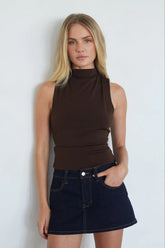 Lorde High Neck Tie Back Top