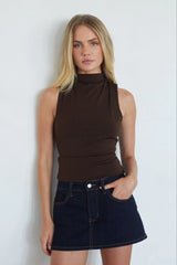 Lorde High Neck Tie Back Top