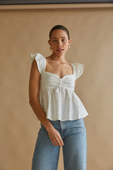 Ashton Ruffle Sleeve Babydoll Top