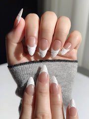 White French Tip Nails - 3D Classic