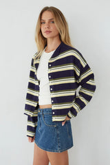 Frannie Striped Button Up Cardigan