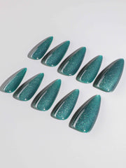 Emerald Green Nail Designs Cat-eye Nails