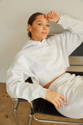 Girlfriend Crop Hoodie In Cloud Grey