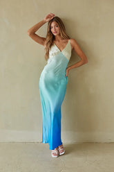 Moana Sunset Satin Maxi Dress