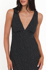 Mirae Maxi Dress - Black Polka Dot