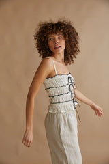 Alicia Ruffle Smocked Bow Top