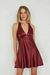 Monet Halter Satin Mini Dress