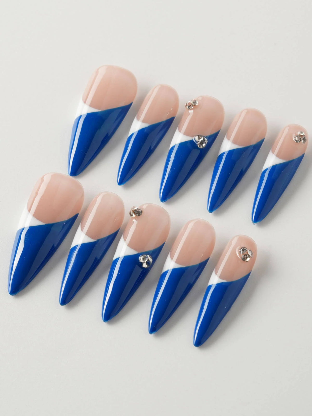 Duo Blue French Tip Nails