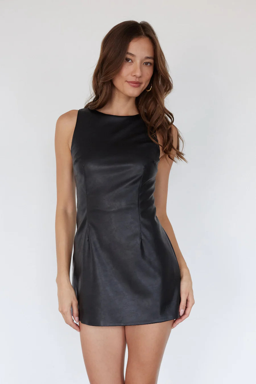 Moni Faux Leather Mini Dress Romper