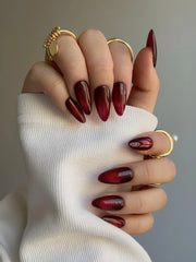Deep Red Cat eye Nails